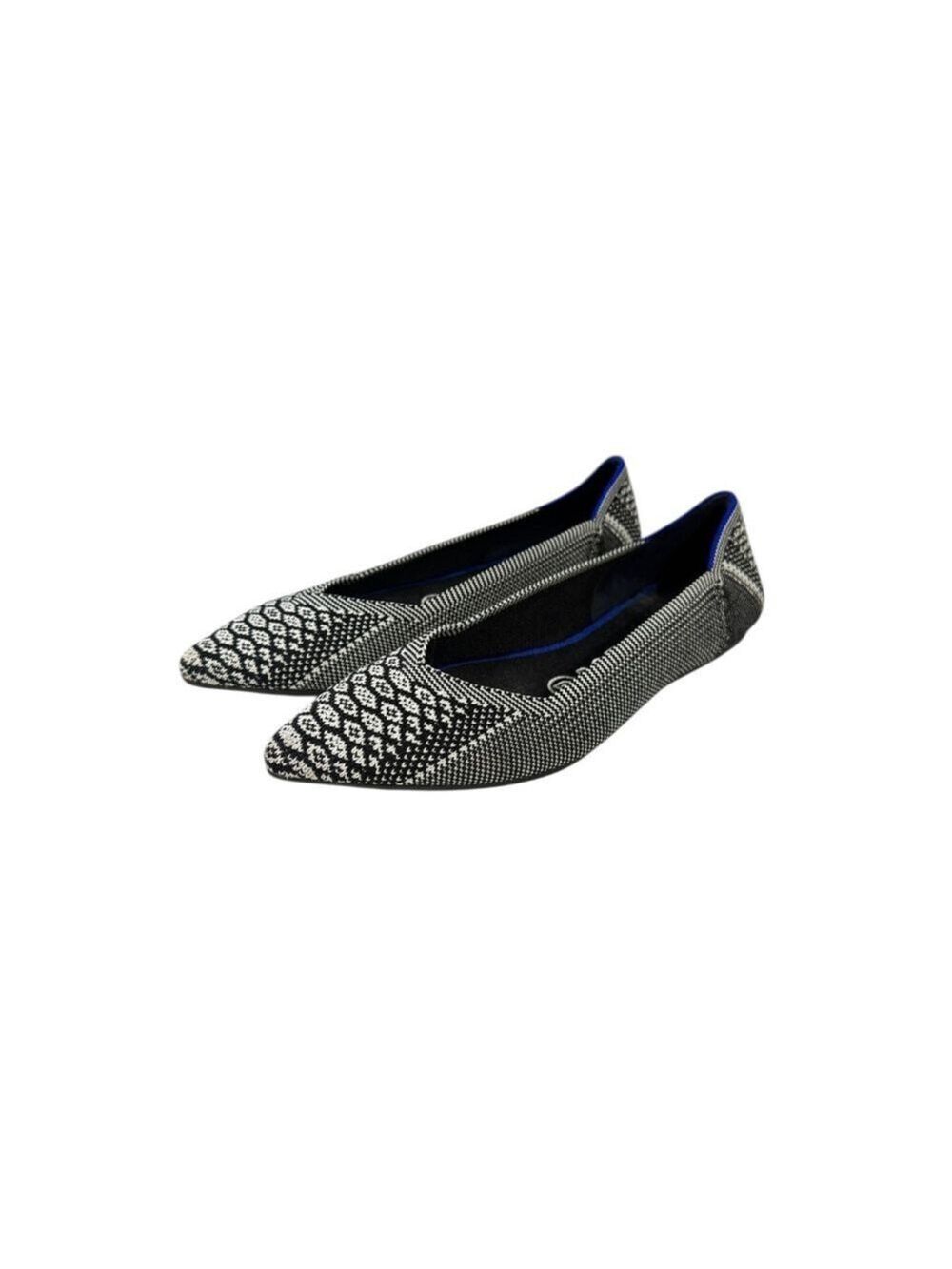 Women’s Rothy’s The Point Pointed Flats Black & White Python Slip Ons
